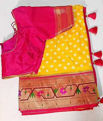 D169: Ready To Ship Beautiful Soft Silk Saree With Stitched Blouse