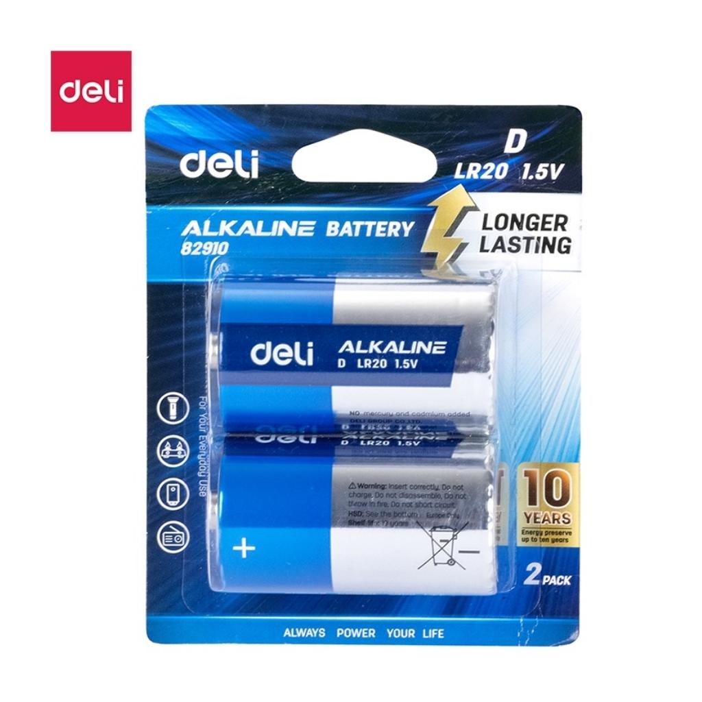 DELI 82910 LR20 ALKALINE BATTERY SIZE D 2/PKT DELI 82910 LR20 ALKALINE BATTERY SIZE D 2/PKT