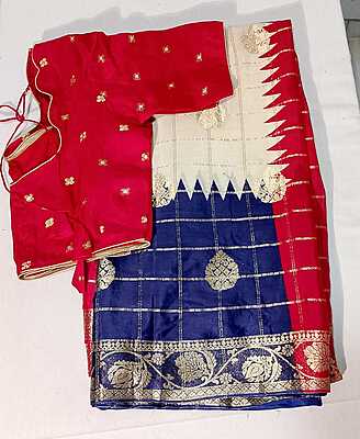 D15: Ready To Ship Beautiful Soft Silk Saree With Stitched Blouse