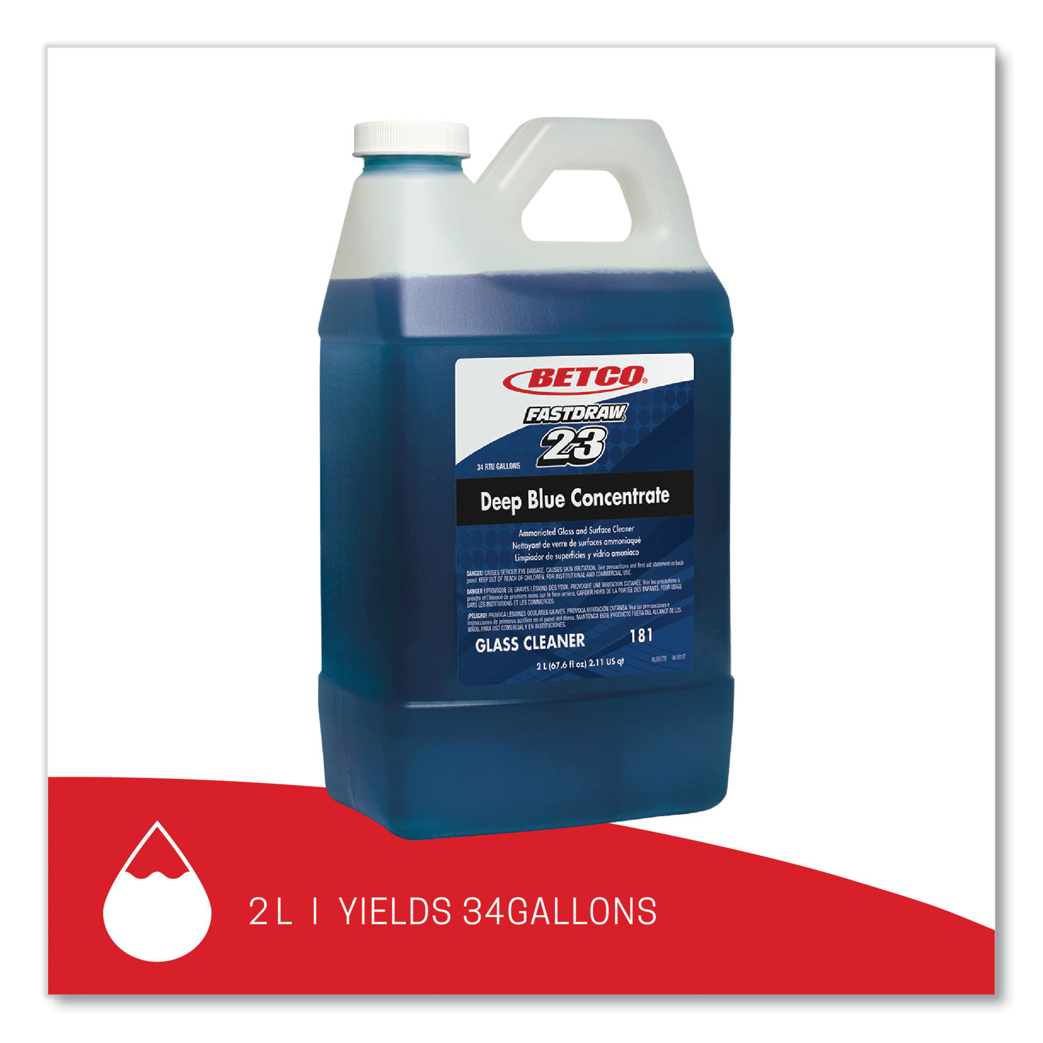 Deep Blue Glass and Surface Cleaner, 2 L Bottle - 4/Case