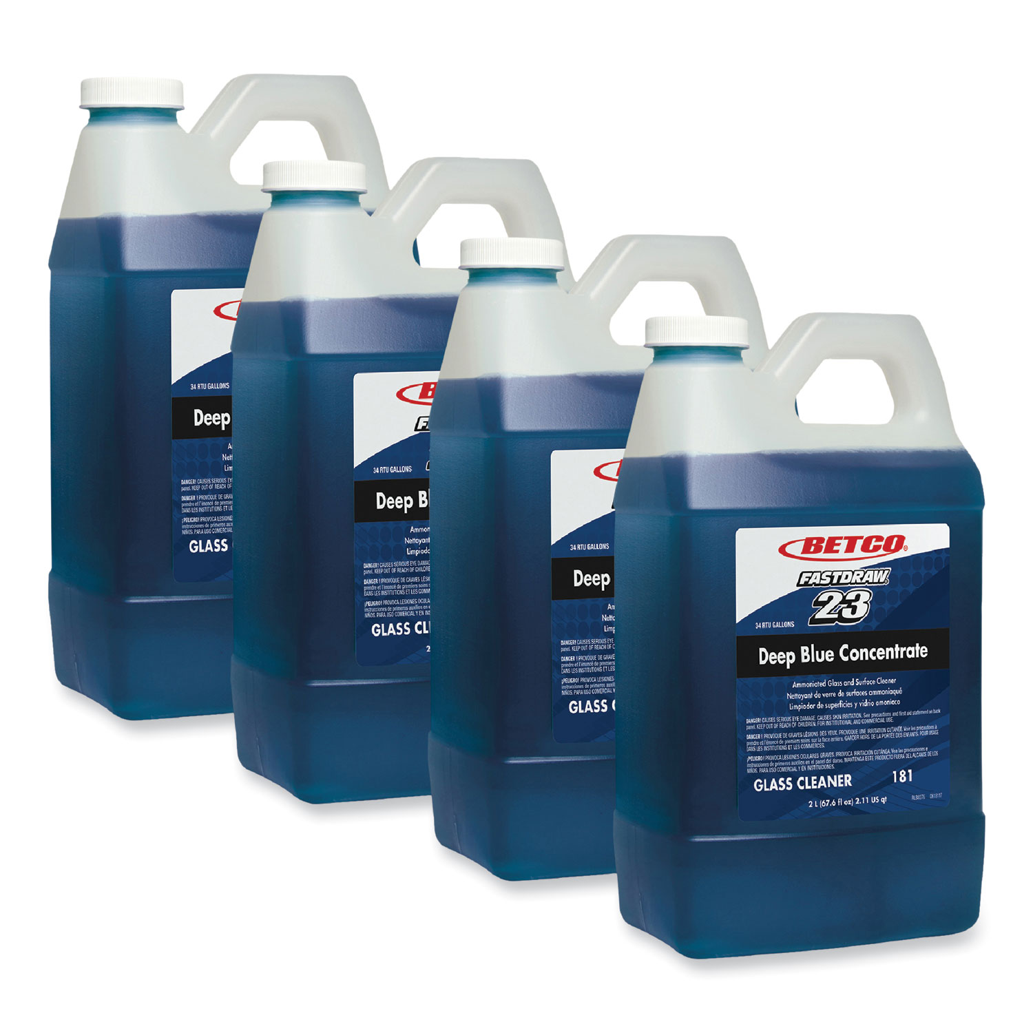 Deep Blue Glass and Surface Cleaner, 2 L Bottle - 4/Case