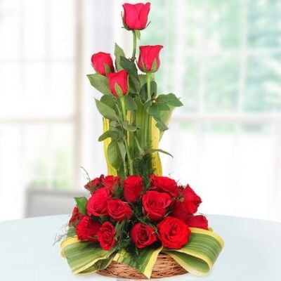 Red Roses in Basket