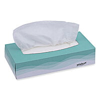 Windsoft Premium Facial Tissue, 2 Ply, White, Flat Pop-Up Box, 100 Sheets/Box - 30 Boxes/Carton