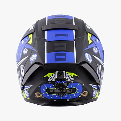 STEELBIRD SA-2 CASINO GLOSSY BLACK/BLUE C/V 600 MM WITH EXTRA VISOR (SH)