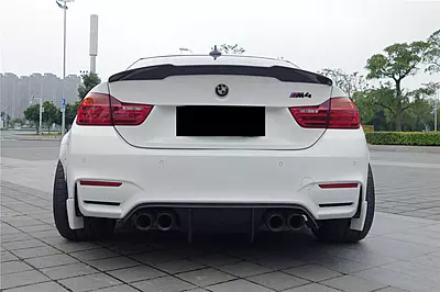 BMW M4 F82/F83 DE Style Rear Diffuser with Bumper Caps | 2014–2020 BMW M4 F82/F83 DE Style Rear Diffuser with Bumper Caps | 2014–2020