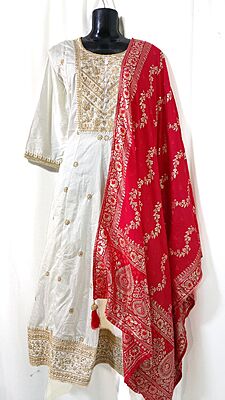P588: Ready To Ship Beautiful 3pc Silk Kurti Set
