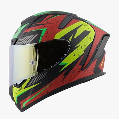 STEELBIRD SA-2 BREEZER GLOSSY BLACK/RED C/V 600 MM WITH EXTRA VISOR (SH)