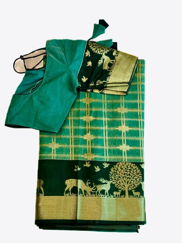 M765: Beautiful Cotton Silk Saree With Stitched Blouse M765: Beautiful Cotton Silk Saree With Stitched Blouse