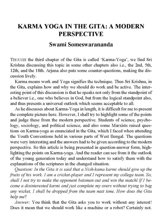 Message of the Bhagavad Gita Message of the Bhagavad Gita
