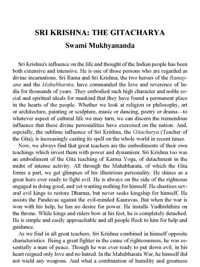 Message of the Bhagavad Gita Message of the Bhagavad Gita
