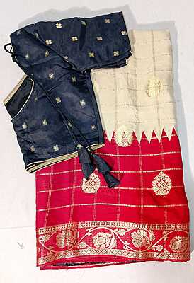 D13: Ready To Ship Beautiful Soft Silk Saree With Stitched Blouse