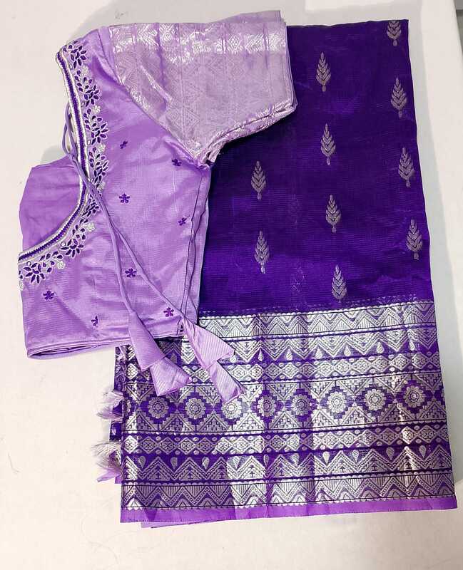 D165: Ready To Ship Beautiful Soft Silk Saree With Stitched Blouse