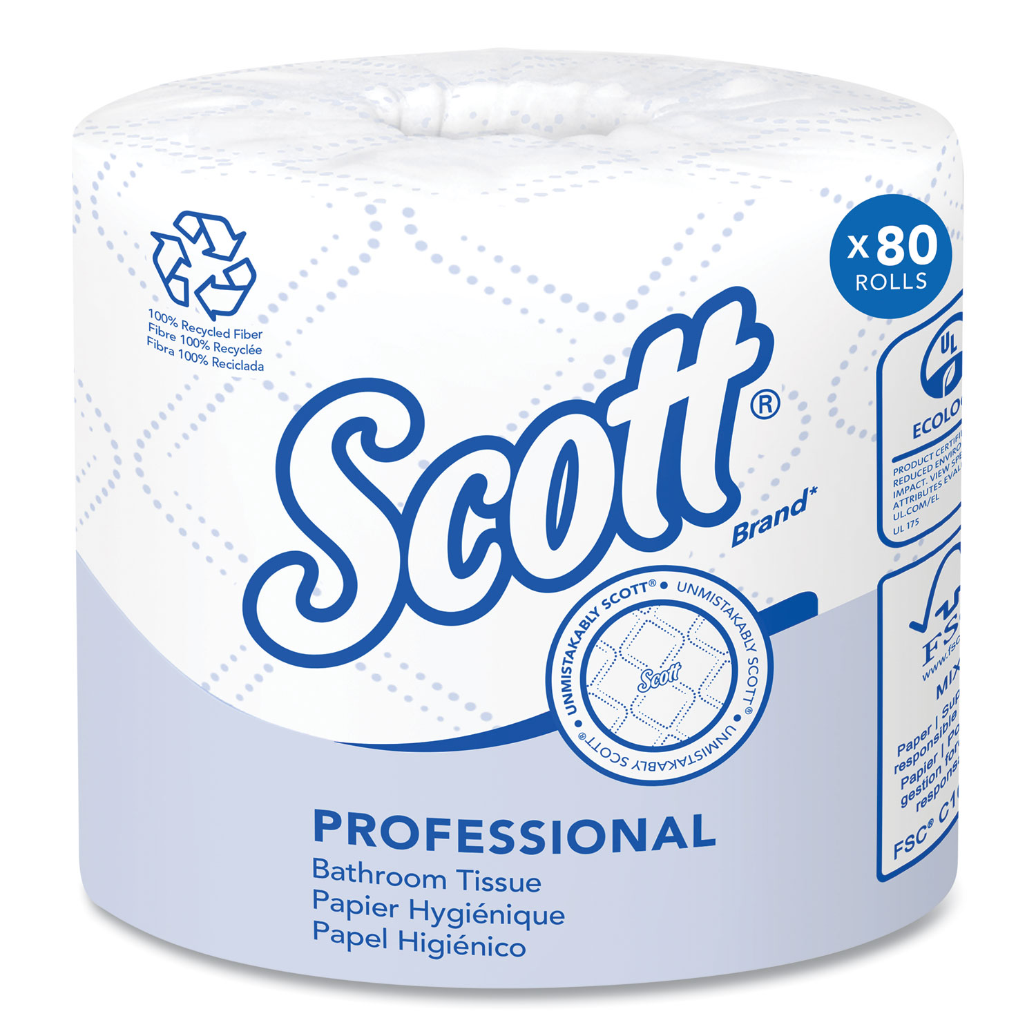 Scott Bath Tissue 100% Recycled, 2-Ply, 4.0" x 4.0", 473 Sheets/Roll - 80/Case Scott Bath Tissue 100% Recycled, 2-Ply, 4.0" x 4.0", 473 Sheets/Roll - 80/Case