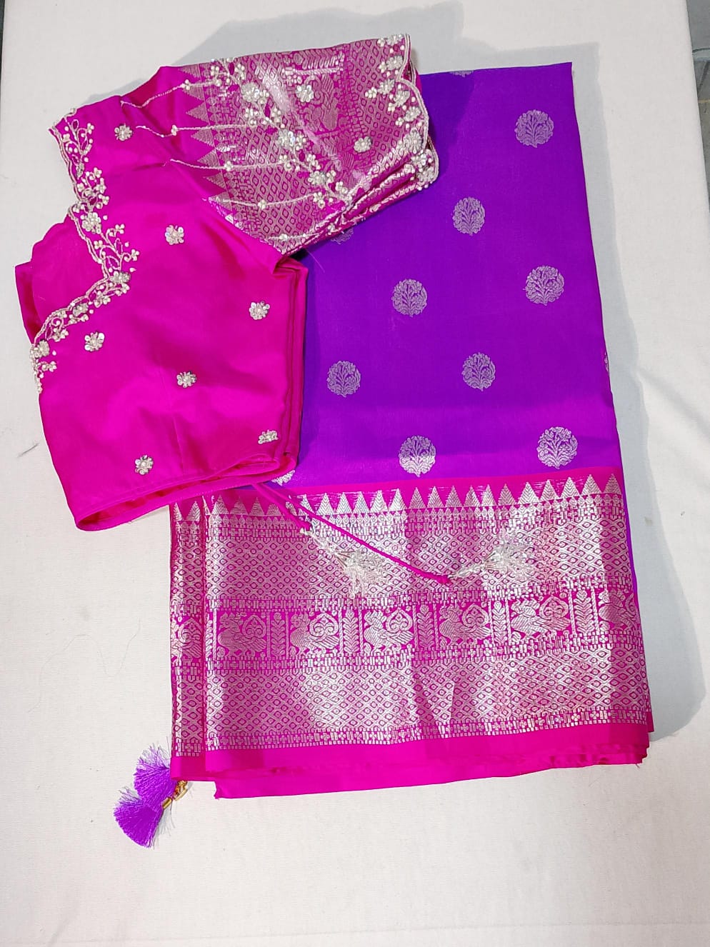 C207: Ready To Ship Pure Venkatagiri Saree With Stitched Maggam Work Blouse