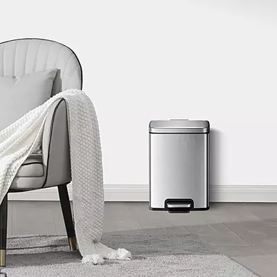 سلة نفايات ايكو بدواسة مع بطانة داخلية – 12 لتر / 3.2 جالون – من الفولاذ المقاوم للصدأ