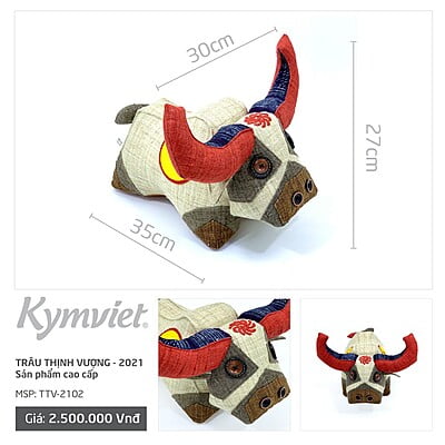 Trâu Thịnh Vượng Phong Thủy Kymviet Cao Cấp 100% Handmade Vải Thổ Cẩm Truyền Thống Trâu Thịnh Vượng Phong Thủy Kymviet Cao Cấp 100% Handmade Vải Thổ Cẩm Truyền Thống