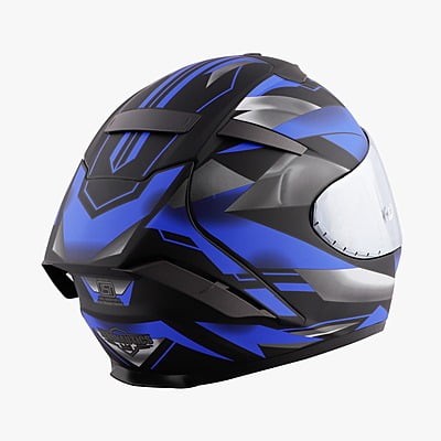 STEELBIRD SA-2 METALLIC BLACK/BLUE C/V 600 MM WITH EXTRA VISOR (SH)