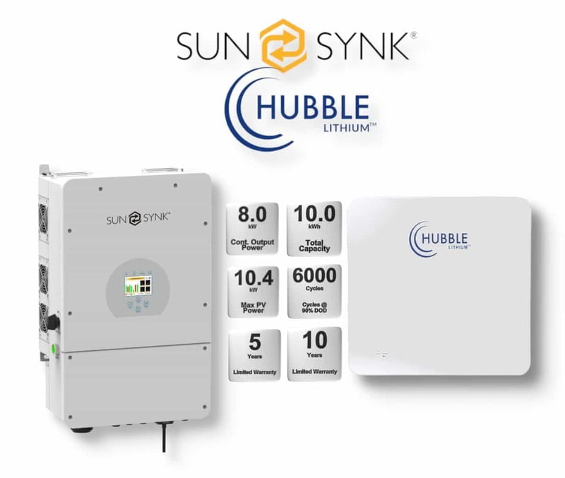 8.0 kW SUNSYNK Hybrid - HUBBLE Combo, c/w 10.0 kWh Lithium Battery 8.0 kW SUNSYNK Hybrid - HUBBLE Combo, c/w 10.0 kWh Lithium Battery