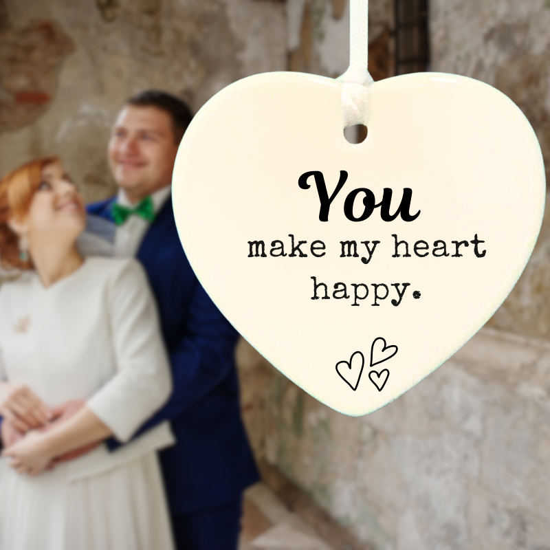 3" Heart Ceramic Ornament – Heart Happy- Romantic Keepsake Engagement, Wedding, or Anniversary 3" Heart Ceramic Ornament – Heart Happy- Romantic Keepsake Engagement, Wedding, or Anniversary