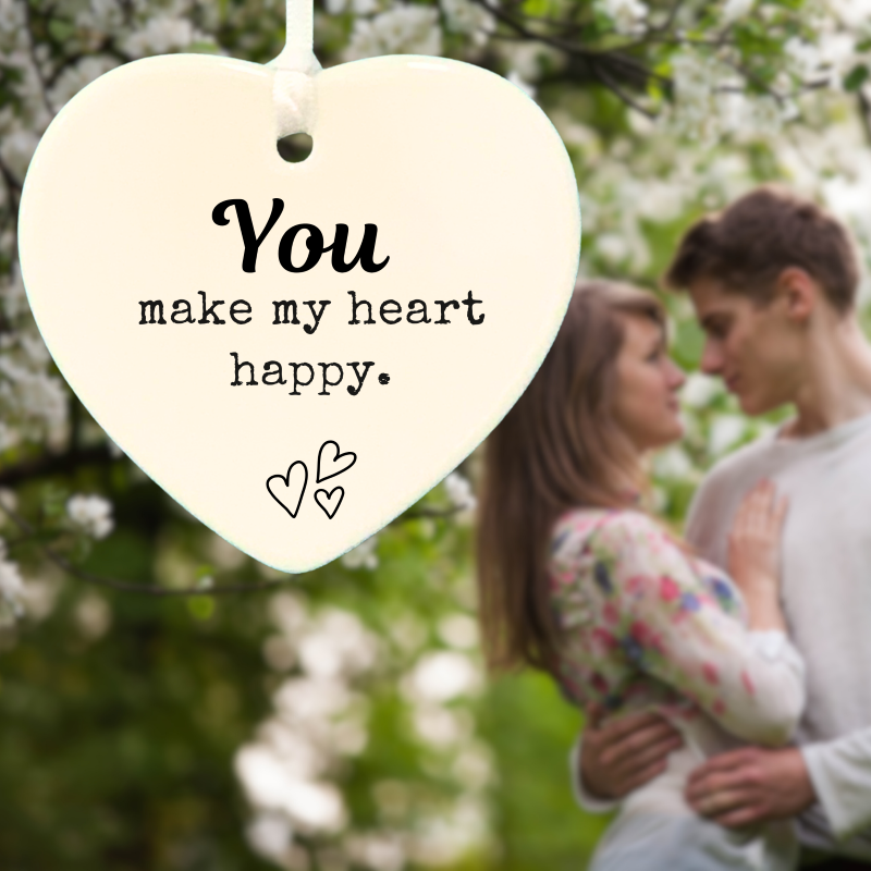 3" Heart Ceramic Ornament – Heart Happy- Romantic Keepsake Engagement, Wedding, or Anniversary 3" Heart Ceramic Ornament – Heart Happy- Romantic Keepsake Engagement, Wedding, or Anniversary