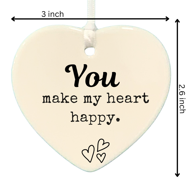 3" Heart Ceramic Ornament – Heart Happy- Romantic Keepsake Engagement, Wedding, or Anniversary 3" Heart Ceramic Ornament – Heart Happy- Romantic Keepsake Engagement, Wedding, or Anniversary