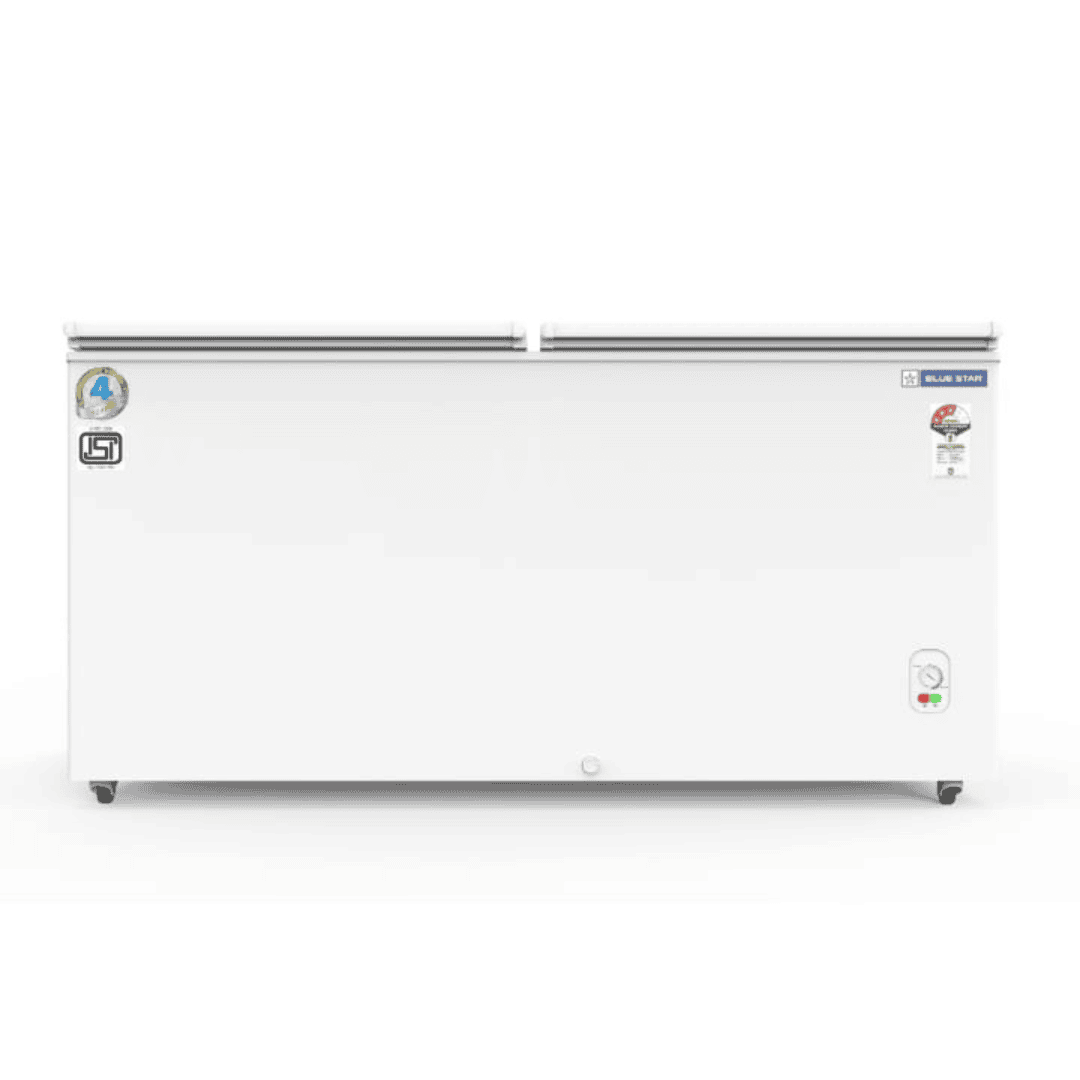 Blue Star Hard Top 400 Litre Deep Freezer-CF3-400MEW (Front View with Both Doors Closed)