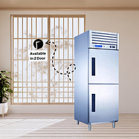 Close-up of the ergonomic door handle on a Blue Star 2 Door Reach-In Freezer. Close-up of the ergonomic door handle on a Blue Star 2 Door Reach-In Freezer.