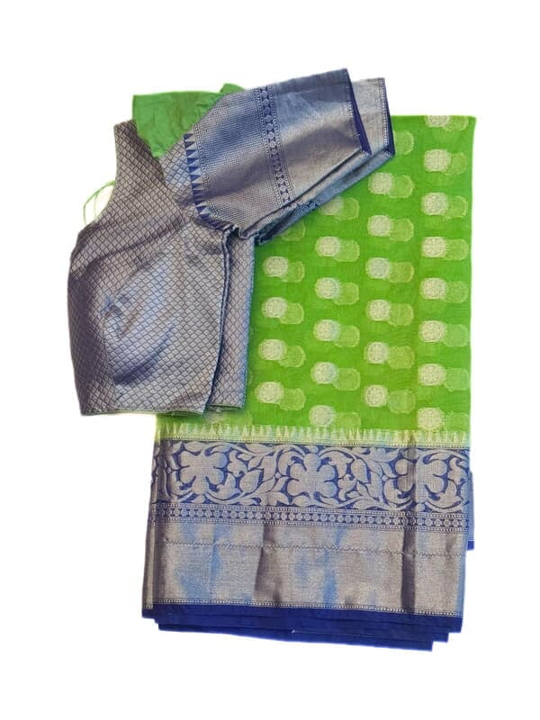M769: Beautiful Banarasi Organza Saree With Stitched Blouse