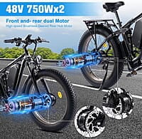 PHILODO Bicicleta eléctrica para adultos, bicicleta eléctrica de 26 pulgadas, bicicleta eléctrica de montaña de 1000 W, 48 V/17.5 Ah, batería extraíble, 31 MPH, bicicletas eléctricas de 21 velocidades