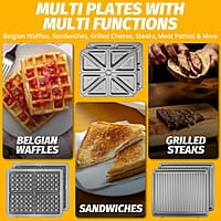 Panini Grill Press Sandwichera de desayuno 3 en 1