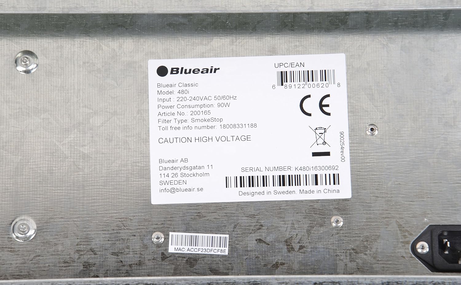 A close-up of the air quality sensor on the side of the Blueair Classic 480i. A close-up of the air quality sensor on the side of the Blueair Classic 480i.
