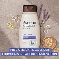Aveeno Active Naturals Stress Relief Body Wash, Lavender, 12 Oz
