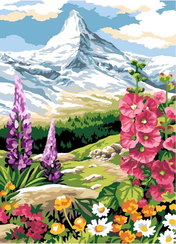 I Fiori della Montagna - Tela da ricamare a mezzopunto