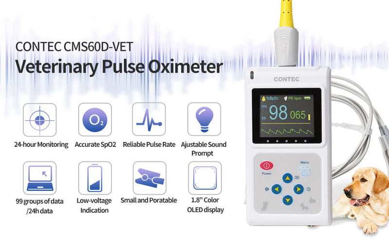 CONTEC CMS60D-VET Veterinario Pulso Veterinario Vet SPO2 Monitor de Pulso Monitor de Oído/Lengua SPO2 Sensor