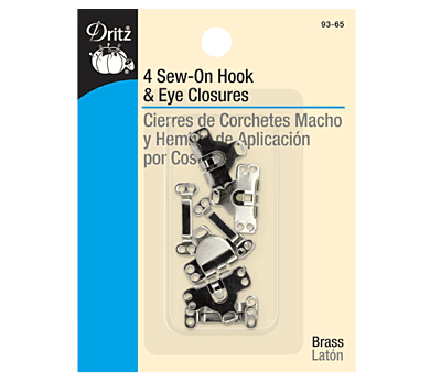 SEW ON PANT/SKIRT HOOKS AND EYES-4CT-NKL SEW ON PANT/SKIRT HOOKS AND EYES-4CT-NKL