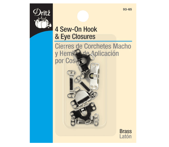 SEW ON PANT/SKIRT HOOKS AND EYES-4CT-NKL SEW ON PANT/SKIRT HOOKS AND EYES-4CT-NKL