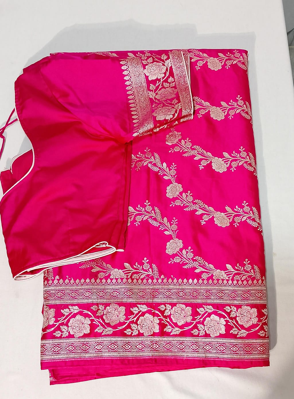 C199: Ready To Ship Beautiful Banarasi Mashuroom Satin Saree With Stitched Blouse
