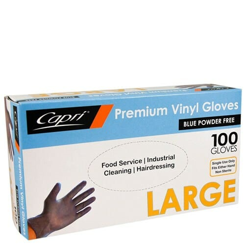 Powder Free Blue Vinyl Gloves Large Pack 100