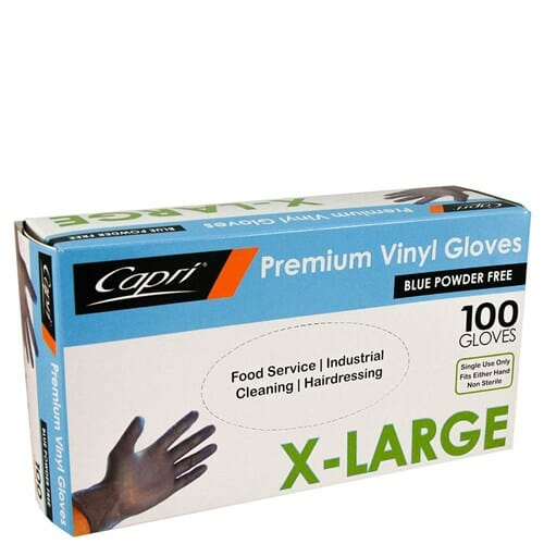 Powder Free Blue Vinyl Gloves X Large Pack 100
