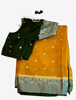 M773: Beautiful Banarasi Organza Silk Saree With Stitches Blouse