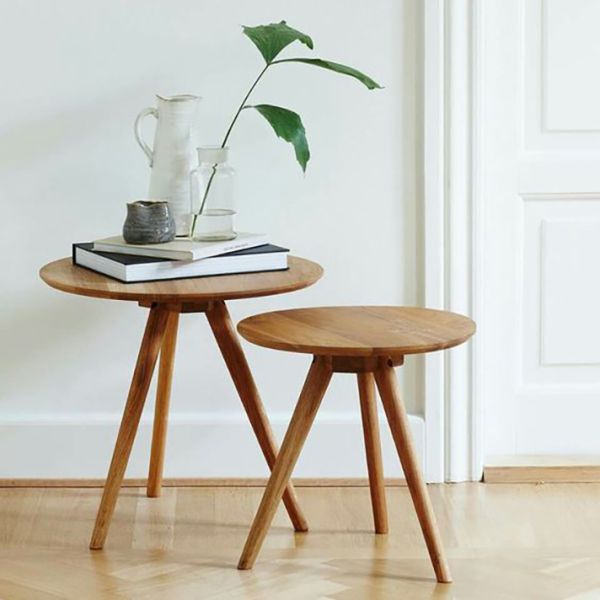Set of 2 Round Wooden Nesting Tables – Mid-Century Modern Side and End Table Set Set of 2 Round Wooden Nesting Tables – Mid-Century Modern Side and End Table Set