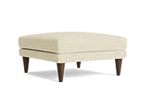 Copy of Mid-Century Solid Wood Ottoman with Curved Seat – Walnut Finish & Tan Upholstery