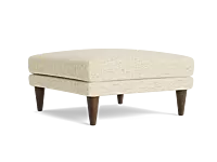 Copy of Mid-Century Solid Wood Ottoman with Curved Seat – Walnut Finish & Tan Upholstery