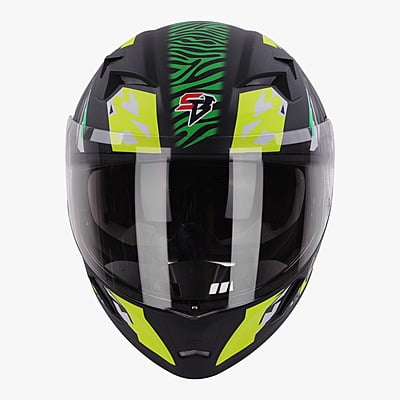 STEELBIRD SBA-21 RAPTOR PANTHA MATT BLACK/NEON GREEN C/V 600 MM (L) (LONG CHEEKPAD)