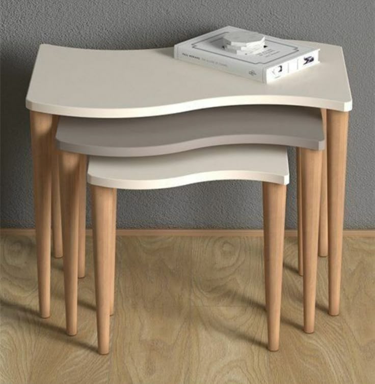 Set of 3 Wooden Nesting Tables with Wave Design – Modern Side & End Table Set for Living Room Set of 3 Wooden Nesting Tables with Wave Design – Modern Side & End Table Set for Living Room