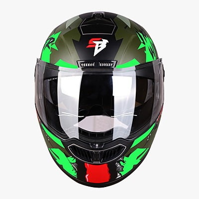 STEELBIRD SBA-7 WINNER MATT BLACK/FLUO GREEN C/V (M)