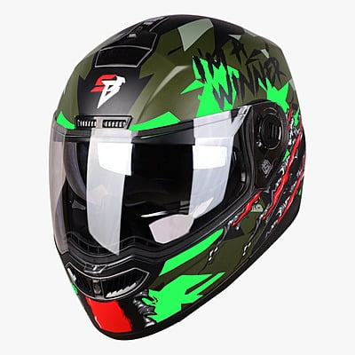 STEELBIRD SBA-7 WINNER MATT BLACK/FLUO GREEN C/V (M)