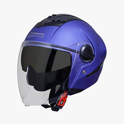 STEELBIRD SBA-3 HURRICANE WITH INNER SMOKE SUN SHIELD MATT YAMAHA BLUE C/V (M)