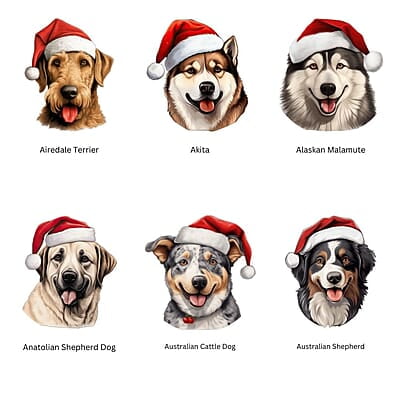 Breeds Starting with A Dog in Santa Hat Personalized 4" Wind Spinner Ornament Pet Parent Gift