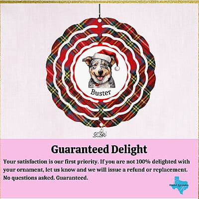 Breeds Starting with A Dog in Santa Hat Personalized 4" Wind Spinner Ornament Pet Parent Gift